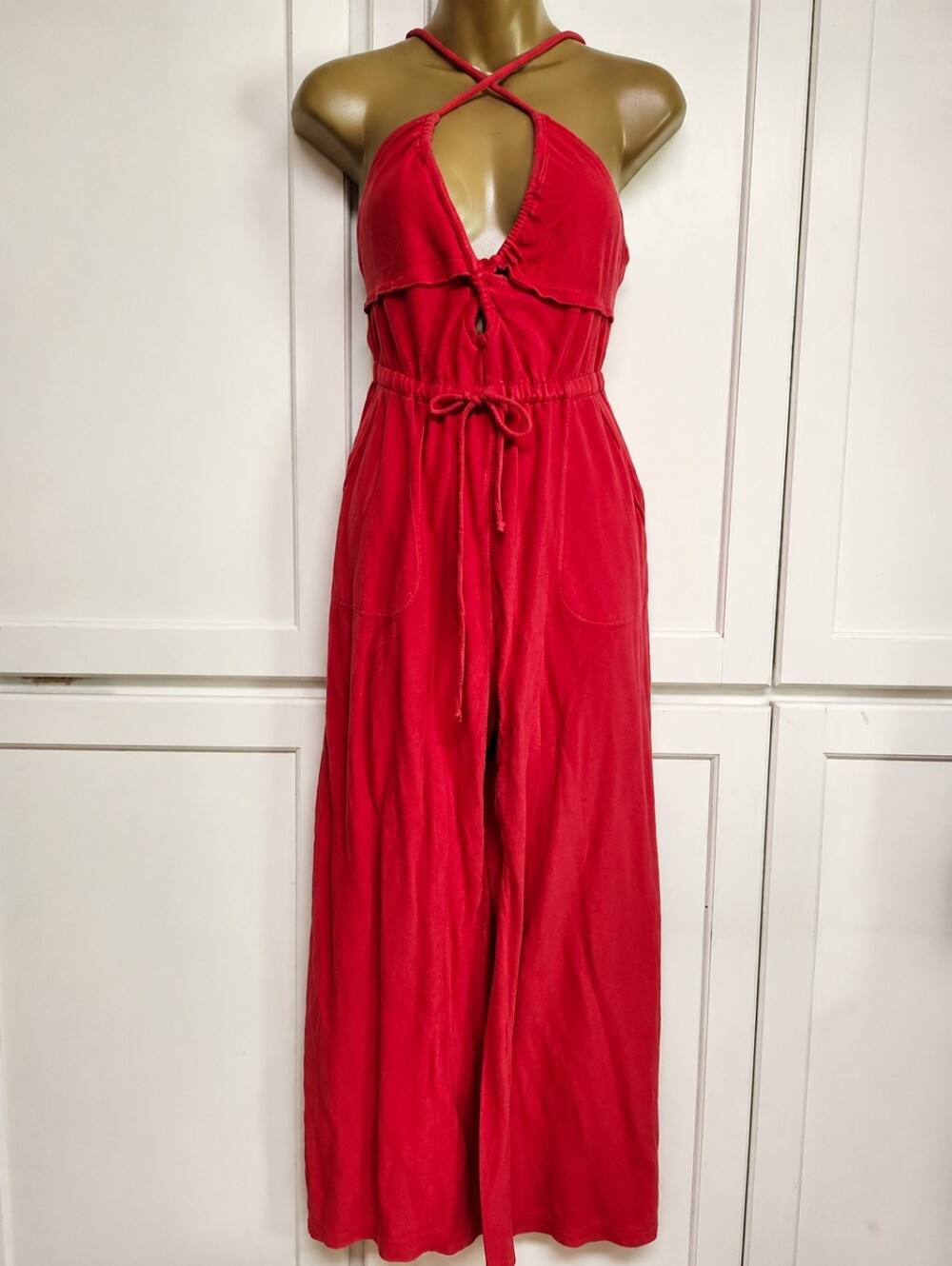 Anthropologie Daily Practice Coral-pink Jumpsuit with Drawstring Waist XS